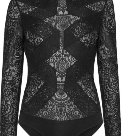 BCBG Tops - BCBG Black Lace Bodysuit